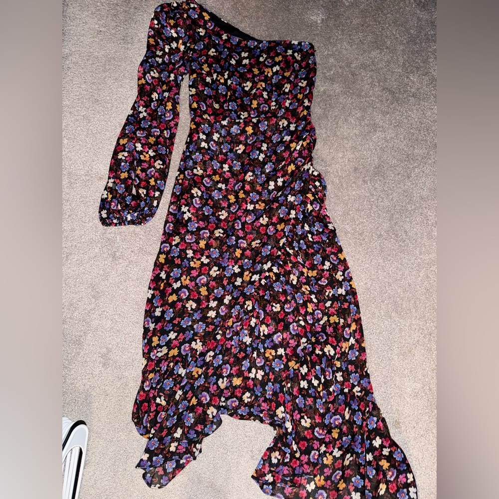 Astr Black Floral Dress with Long Sleeves